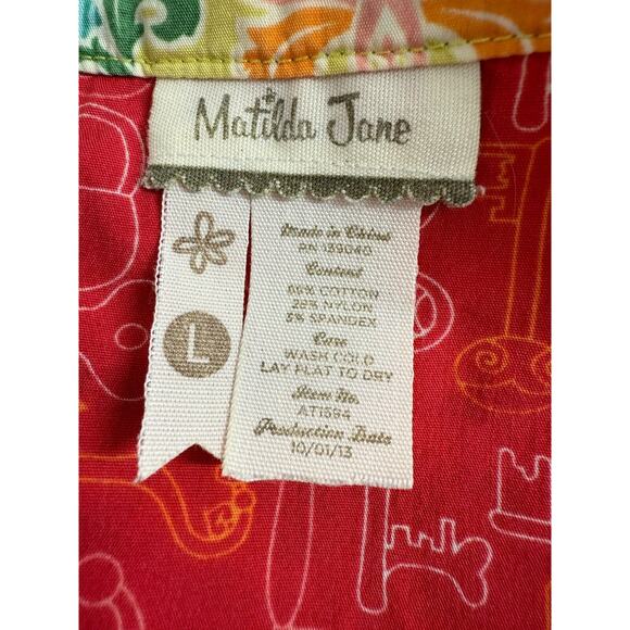 Matilda Jane Green Acres Tunic Top Womens Size Large 3/4 Sleeve Floral Cottage - Picture 12 of 12